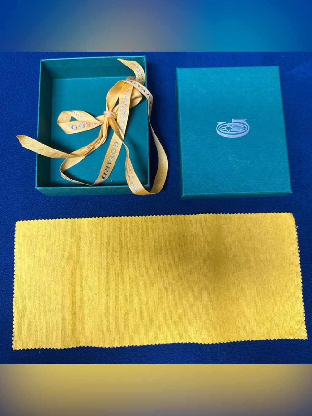 Goyard Empty Small Box 6x4.5x1.5” Yellow Ribbon & Fabric Insert